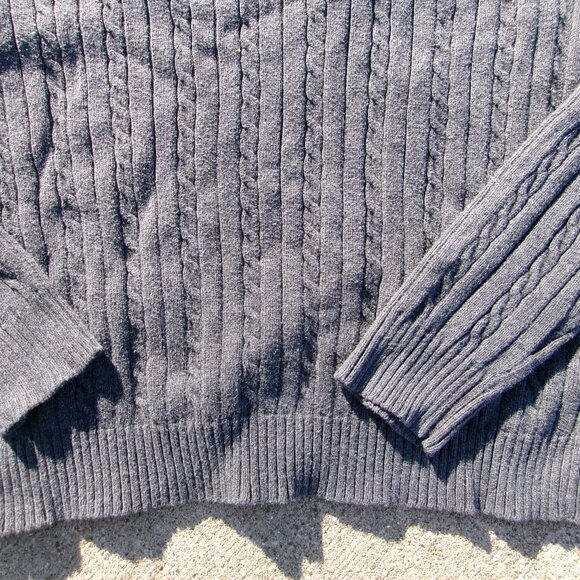 IZOD Turtleneck Ladies Womens Gray Cable Knit Fisherman Sweater Size Medium VGUC - Picture 14 of 14